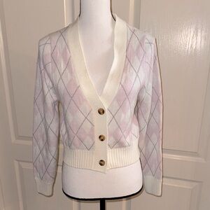 SO Cream Cardigan Sweater with Classic V-Neck